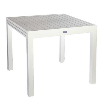 Mesa extensible Blanco 90/180x90 cm h 73 cm en Aluminio mod. Sullivan