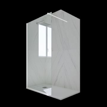 Mampara de ducha Pared Walk in de PVC Blanco H 200 Vidrio Transparente mod. Venus